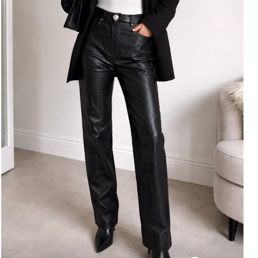 Wilfred Black Faux Leather Pants Women’s Size 4 High Rise Straight Leg